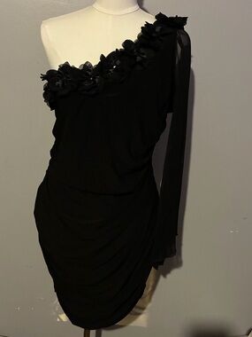 Taboo One-Shoulder Black Floral Appliqué Dress 3X NWT’s
